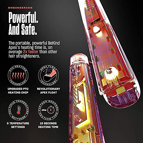 Bekind Apex 2-in-1 Hair Straightener Flat Iron | 1“ 460°F Straightener and Curler for All Hairstyles | UltraSmooth Tech | 15s Fast Heating & Temp Memory | Gift Set for Girls Women (Apex Peach) - Image 5