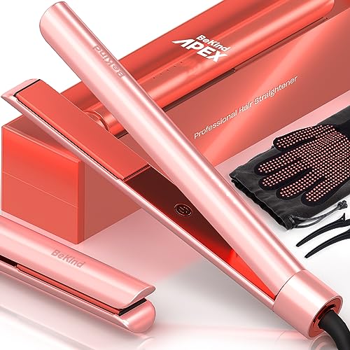 Bekind Apex 2-in-1 Hair Straightener Flat Iron | 1“ 460°F Straightener and Curler for All Hairstyles | UltraSmooth Tech | 15s Fast Heating & Temp Memory | Gift Set for Girls Women (Apex Peach) - Image 1