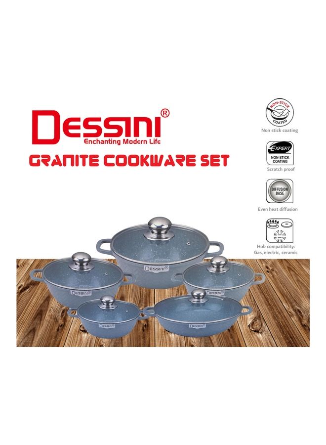 DESSINI 10-pieces Granite Cookware Set Grey - Image 2