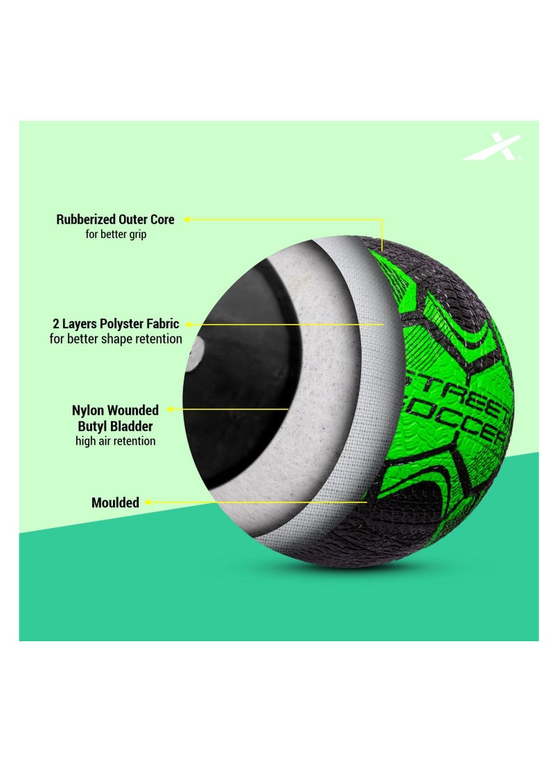 Vector X Street Soccer Football | Size-5 | Material- Moulded rubber | All Surface | High Bounce | High Speed ​| Rubberized Outer core | High Air Retention Bladder | 32 Panel | Training - Image 2