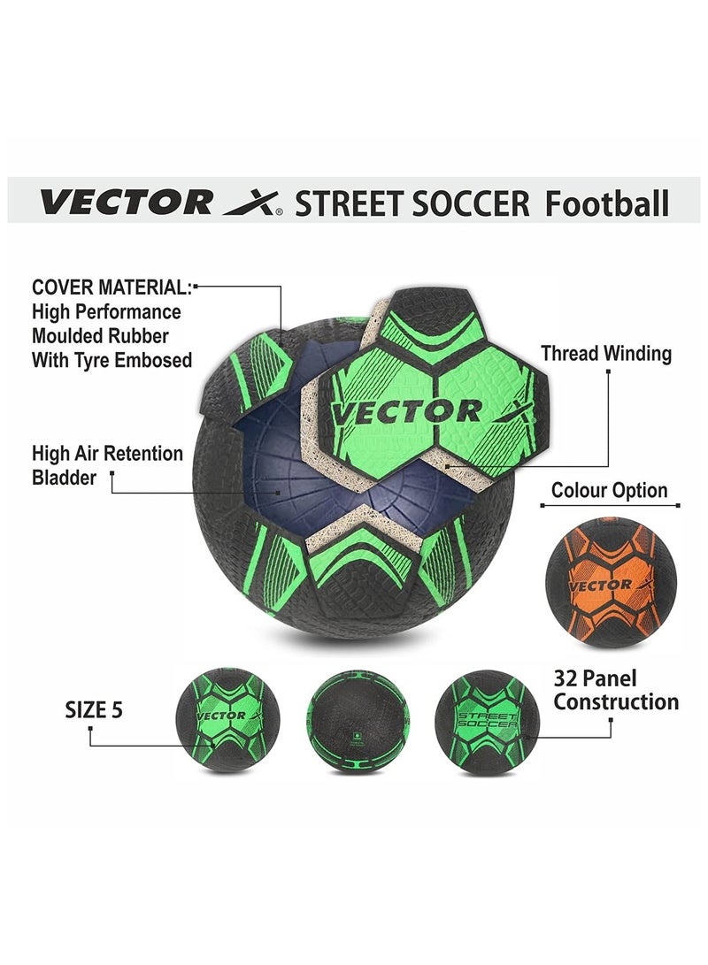 Vector X Street Soccer Football | Size-5 | Material- Moulded rubber | All Surface | High Bounce | High Speed ​| Rubberized Outer core | High Air Retention Bladder | 32 Panel | Training - Image 4