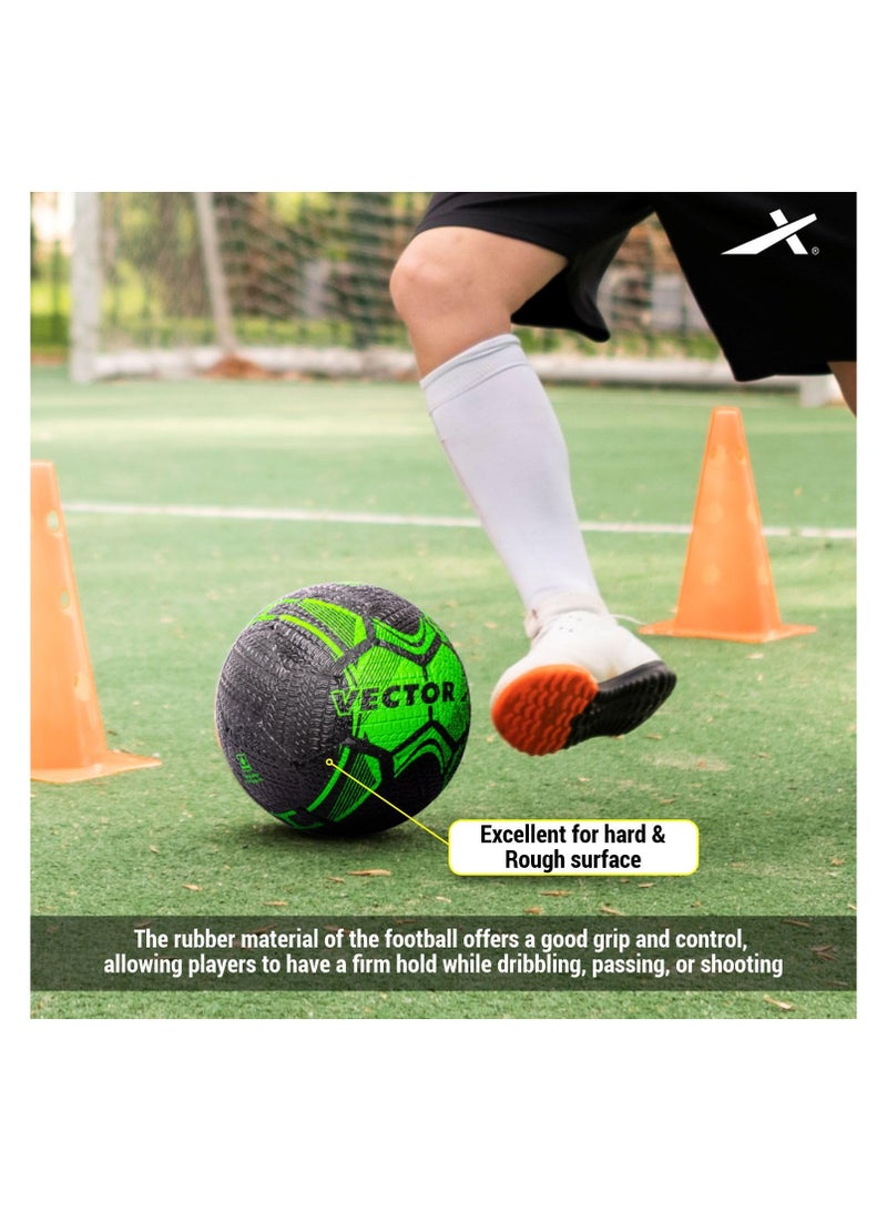 Vector X Street Soccer Football | Size-5 | Material- Moulded rubber | All Surface | High Bounce | High Speed ​| Rubberized Outer core | High Air Retention Bladder | 32 Panel | Training - Image 5