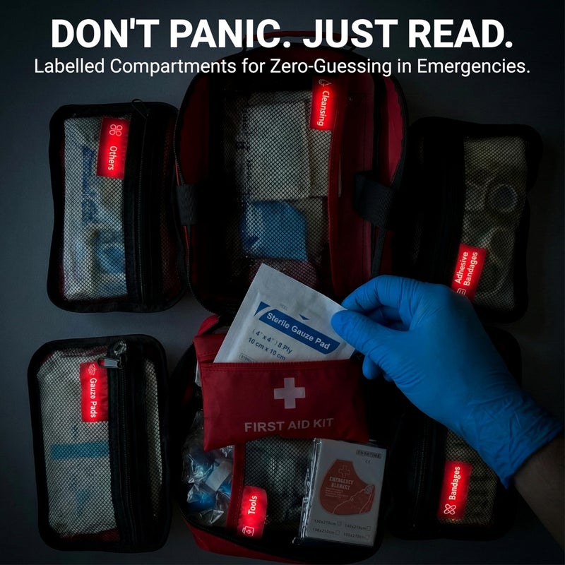 Prelady 556 Piece Premium Large First Aid Kit, Survival Medical First Aid Bag â€“ Labelled Compartments, Workplace Essential, Home & Sports, Molle Tactical Rip-Away Design, First Responders' Choice for Trauma - Image 2