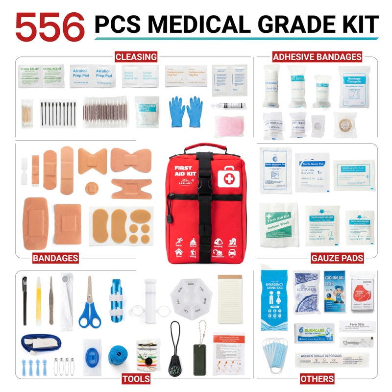 Prelady 556 Piece Premium Large First Aid Kit, Survival Medical First Aid Bag â€“ Labelled Compartments, Workplace Essential, Home & Sports, Molle Tactical Rip-Away Design, First Responders' Choice for Trauma - Image 3