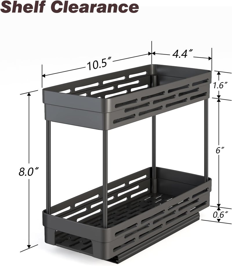 DABIGE 2 Packs Pull Out Spice Rack Organizer for Cabinet, Slide Out Spice Racks Organizer, Easy to Install Spice Cabinet Organizers, 4.33''Wx10.4''Dx8.5''H, Each Tier Hold 10 Spice Jars - 2 Tier - Image 4