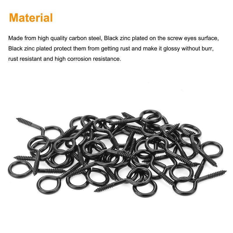 Powlankou 40 Pieces 2 Inch Screw Eyes  Black Zinc Plated Steel Screw Eyes  Self Tapping Screw Hooks  Metal Eye Hooks  Eyelet Screws - Image 2