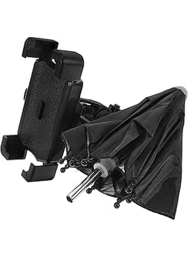 Universal Motorcycle Phone Holder Adjustable Handlebar Mount Shockproof Black Sunshade - Image 1