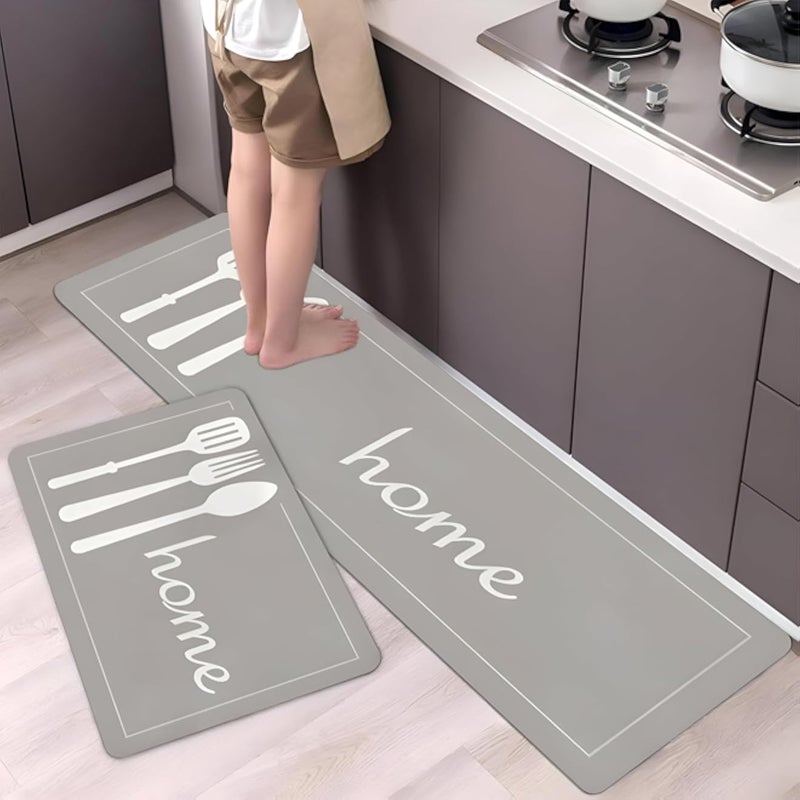 Kitchen Rug Set - Comfortable non-slip mats printed with vibrant patterns, moisture resistant and durable, two-piece chef-style floor mat for home kitchens and sink areas offering daily comfort