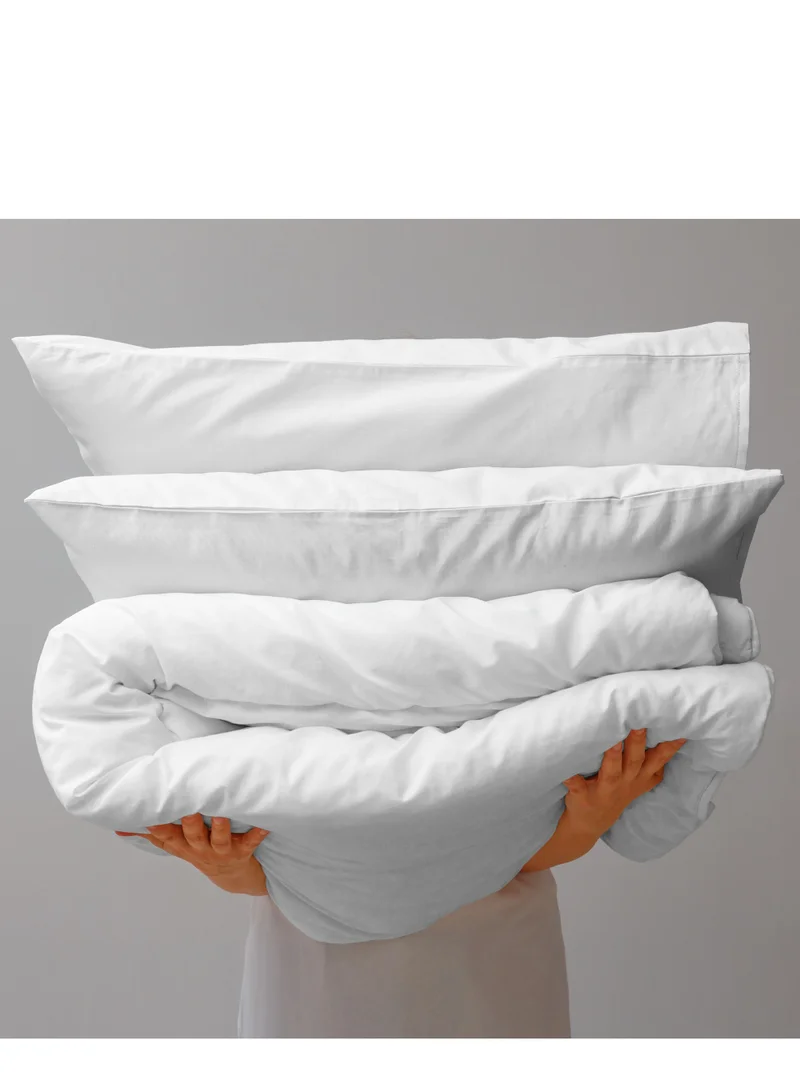 Color Sense Solid 1 Duvet Cover +2 Pillow Cases Super King Cotton White 220x260cm