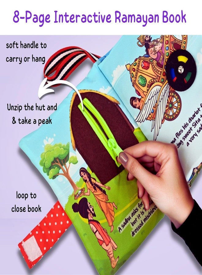 Seraphina My First Ramayan Cloth Book | Interactive Soft Baby Toy with Textures, Rattle & Zipper | Diwali & Dussehra Themed Toy for Ages 0-2 Years | Montessori Sensory Toys for Babies - Image 3