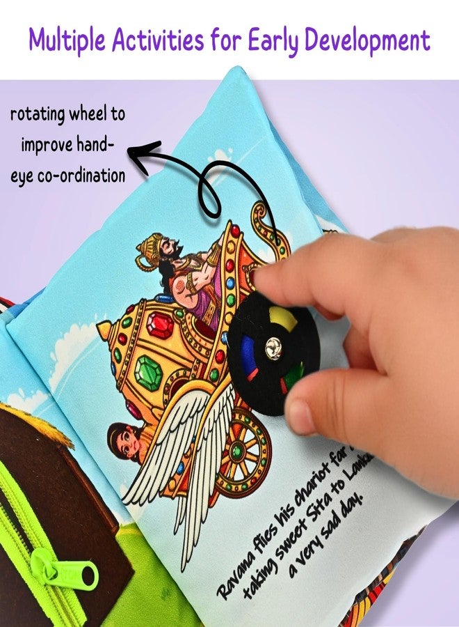 Seraphina My First Ramayan Cloth Book | Interactive Soft Baby Toy with Textures, Rattle & Zipper | Diwali & Dussehra Themed Toy for Ages 0-2 Years | Montessori Sensory Toys for Babies - Image 5