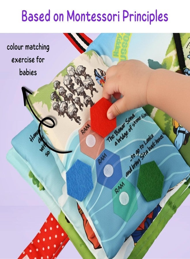 Seraphina My First Ramayan Cloth Book | Interactive Soft Baby Toy with Textures, Rattle & Zipper | Diwali & Dussehra Themed Toy for Ages 0-2 Years | Montessori Sensory Toys for Babies - Image 4