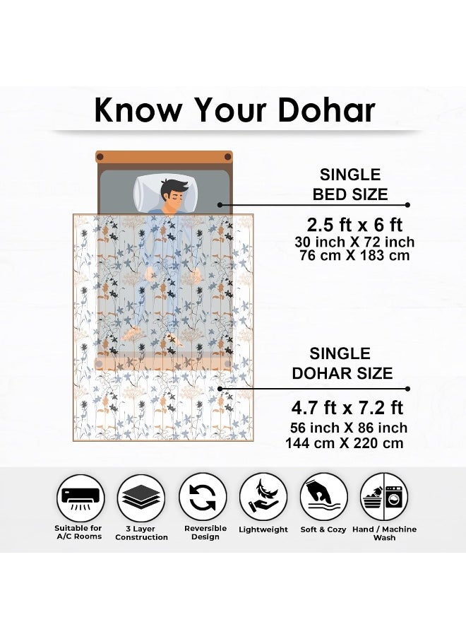 Story@Home Story@Home Cotton 100% Cotton Reversible Dohar Single bed AC summer/blanket/quilt Single (Grey and Yellow, 86" x 56")  - Image 2