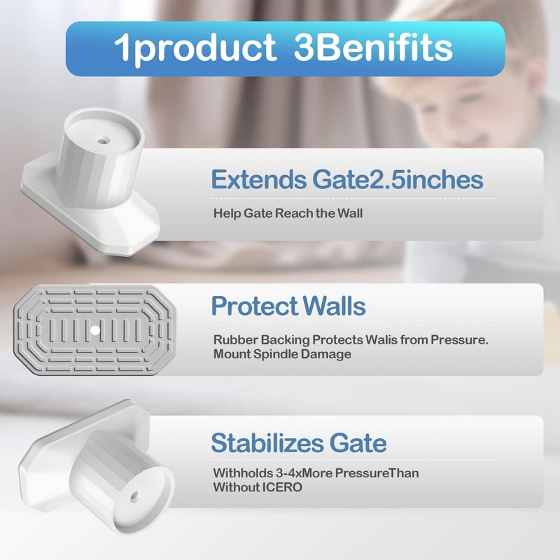 ICERO Baby Gate Extender Wall Protector 4 Pack Pressure Mounted Gates Extension Kit Extends 1135 inches Child Safety Gates and Protect Walls  Doorways from Pet  Dog GatesWork on StairsWhite - Image 3