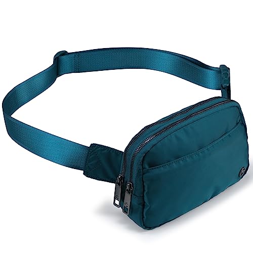 Pander Everywhere Belt Bag for Women, 5 Zipper Pockets Nylon Crossbody Fanny Pack Purse (Teal Blue) - Image 1