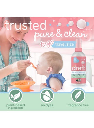 Bottle and Dish Soap | Made to Clean Baby Bottles, Sippy Cups, Pacifiers, Breast Pumps, & More | Gently Removes Milk Film & Odors | Plant Based, Fragrance Free Dish Soap | 3 Fl Oz (Pack of 2) - view 2
