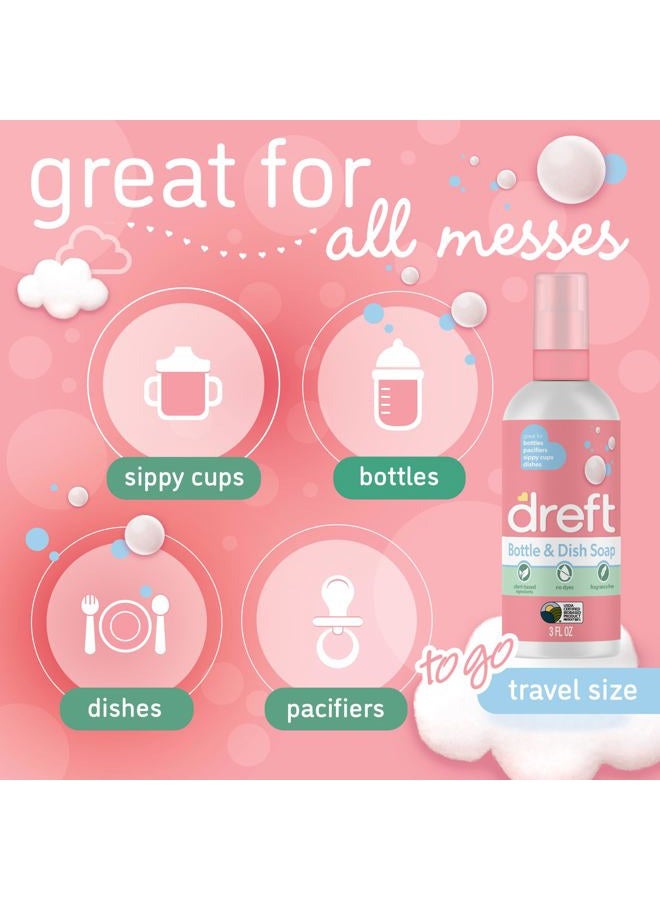 Dreft Bottle and Dish Soap | Made to Clean Baby Bottles, Sippy Cups, Pacifiers, Breast Pumps, & More | Gently Removes Milk Film & Odors | Plant Based, Fragrance Free Dish Soap | 3 Fl Oz (Pack of 2) - Image 4