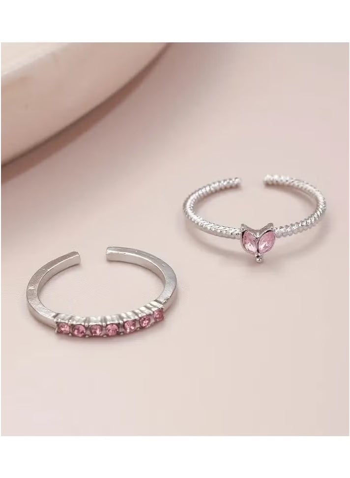 Light Luxury Heart Opening Inlaid with Rhinestones Ring, Exquisite Opening Design, Romantic Love Shining Connection Ring, Cute Style Women's Jewelry Suitable for Daily Wear, Perfect Decoration for Girls, Birthday Anniversary Jewelry Gift, Party Gift Suitable for Women and Girls  - Image 3