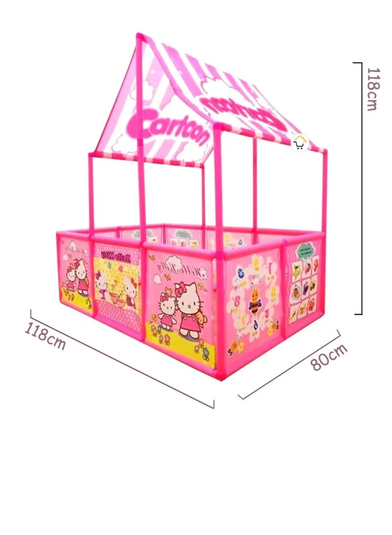 Cartoon Children's Play Tent with Colorful Balls - Foldable and Easy-to-Assemble Playhouse Tent, Suitable for Indoor and Outdoor Use, Size 118x80x118 cm. - Image 4