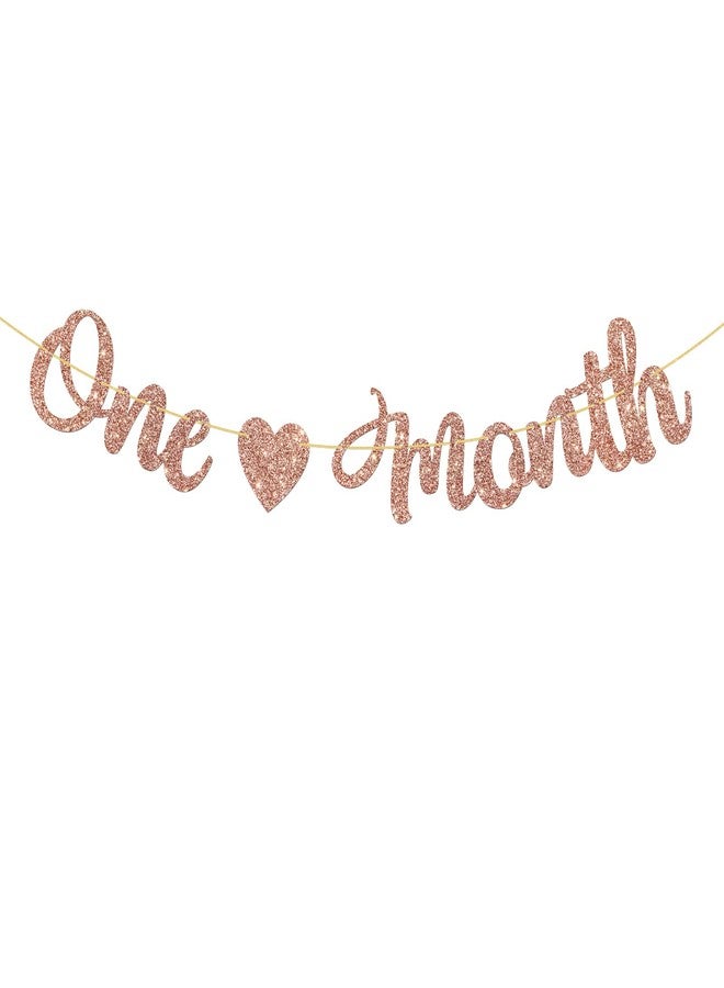 WeBenison One Month Banner/Baby Shower/Newborn Welcome Baby Banner/Happy 30 Days for Engagement Wedding Party Decoration Supplies - Rose Gold Glitter - Image 1