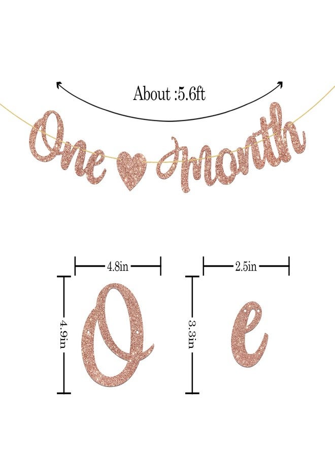 WeBenison One Month Banner/Baby Shower/Newborn Welcome Baby Banner/Happy 30 Days for Engagement Wedding Party Decoration Supplies - Rose Gold Glitter - Image 2