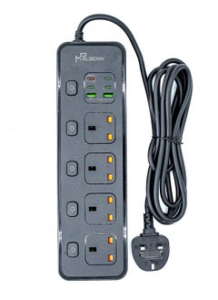 mpBLBERRI mpBLBERRI BLB-EX852 Power Socket 3250w 3 Meter Black 4 Sockets  4 PD Output  2 USB Output  - Image 1