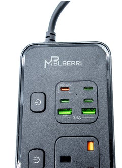 mpBLBERRI mpBLBERRI BLB-EX852 Power Socket 3250w 3 Meter Black 4 Sockets  4 PD Output  2 USB Output  - Image 4