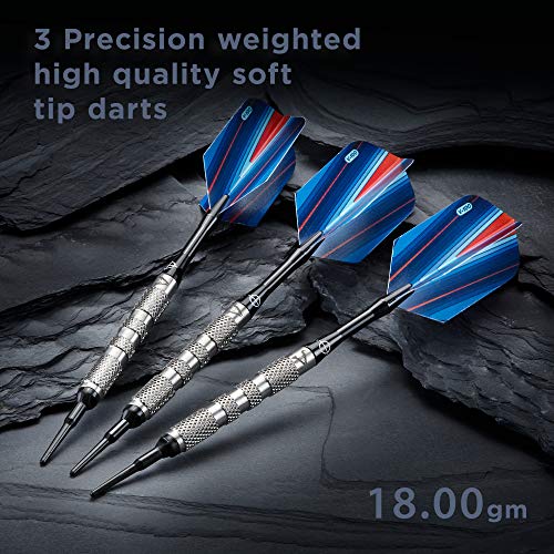 Viper by GLD Products Sidewinder 80% Tungsten Soft Tip Darts, Coarse Knurling, 18 Grams,Silver,21-3226-18 - Image 2
