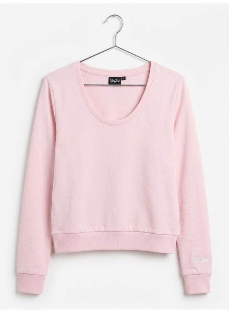 Buffalo Women’s Deep Scoop Neck Sweatshirt - Pink - Image 3