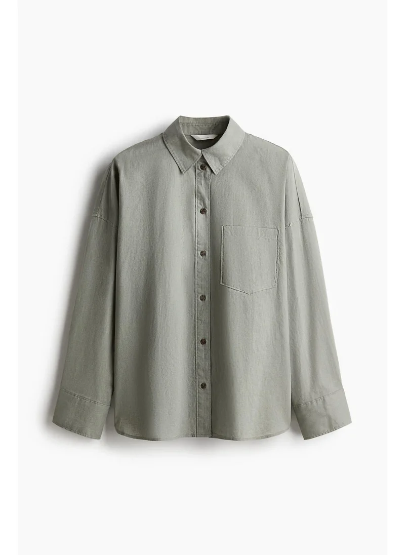 H&M Oversized linen-blend shirt