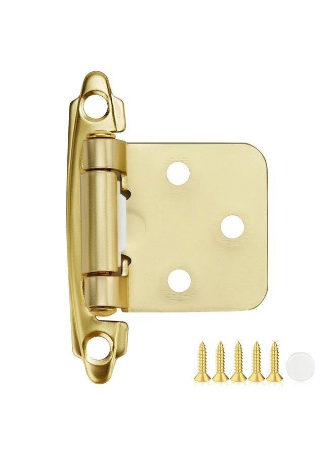 Ravinte Decor 50 Pack 25 Pair Gold Cabinet Hinges - 1/2 inch Overlay Kitchen Cabinet Hinges, Semi-Concealed Hinges, Self Closing Cabinet Door Hinges with Door Bumper, Gold Face Mount Cabinet Hardware - Image 1