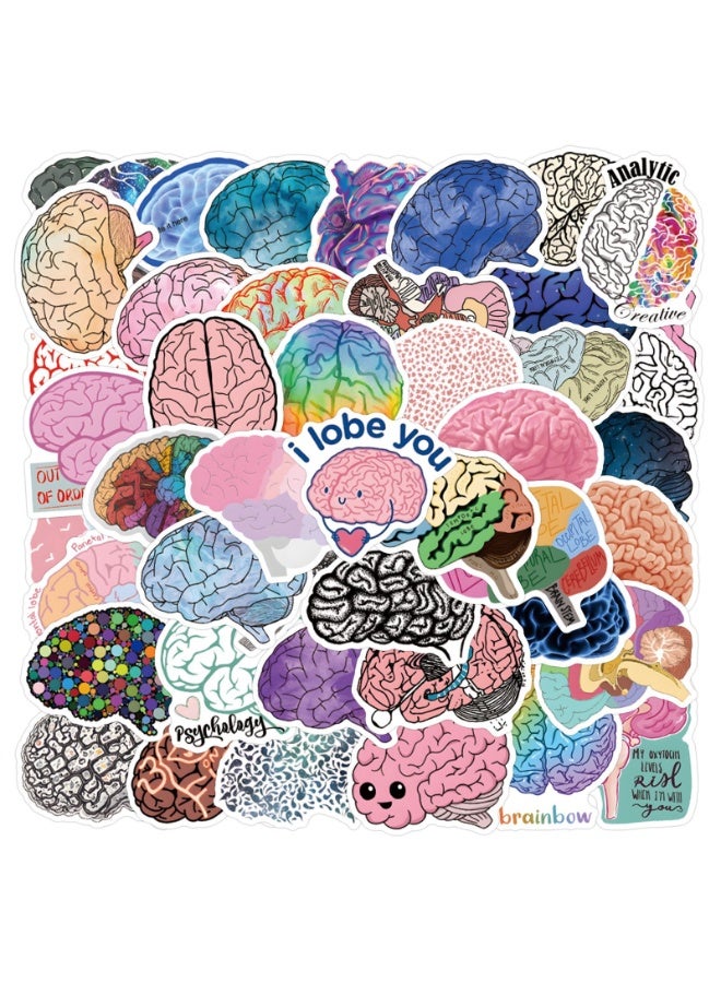 NIBEMINENT 55 Pcs Brain Deco Kit Waterproof Stickers, High Definition Printing Bright Colors, Suitable for Laptop Skateboard Luggage Water Bottle Guitar DIY - Image 2