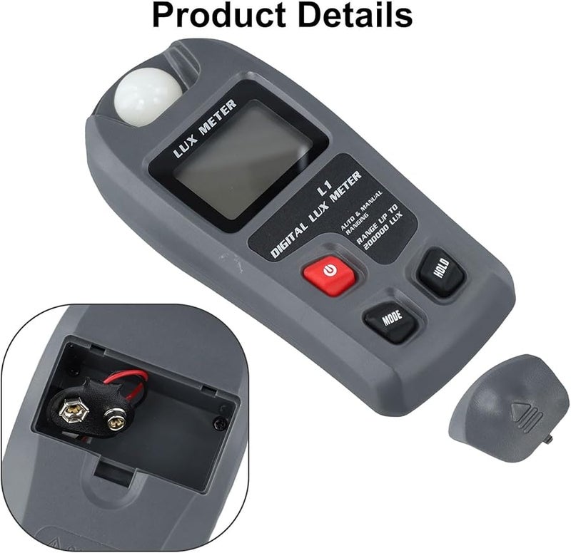 مقياس الرفاهية الرقمي 0 1 200 000 لوكس مقياس الإضاءة المحمول حفظ البيانات الحد الأدنى الحد الأقصى المتوسط - Image 4