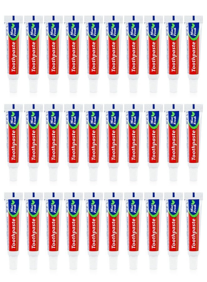 Zhjianup 30 Tubes Bulk Travel Size Mini Toothpaste, 0.176oz Disposable Mint Flavor Pocket Teeth Paste Small Essential Toothpaste for Travel, Home/Hotel/Guests/Charity/Homeless/Camping Oral Care (Single Use - Image 1