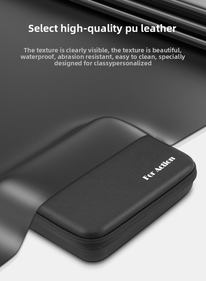 For DJI Action 6 Camera Storage Bag, PU Protective Carrying Case with Shoulder Strap, Shockproof Travel Organizer - Image 3