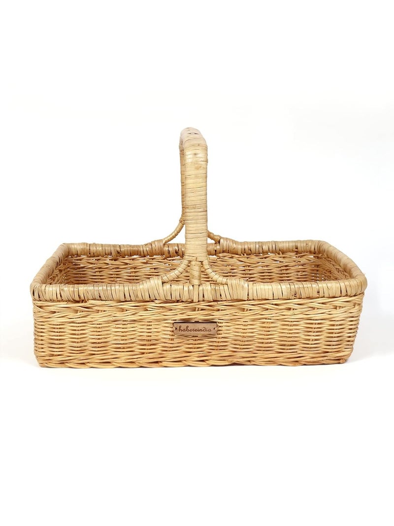 Habere India-All the Cultures Fabricating India Habere IndiaAll the Cultures Fabricating India Wicker Basket for Storage Wicker Tray Wicker Basket Bathroom Storage Baskets for Wardrobe With Top Handle Medium 35 x 26 x 11 CM  - Image 2