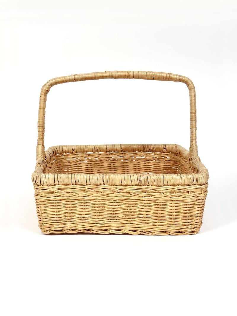 Habere India-All the Cultures Fabricating India Habere IndiaAll the Cultures Fabricating India Wicker Basket for Storage Wicker Tray Wicker Basket Bathroom Storage Baskets for Wardrobe With Top Handle Medium 35 x 26 x 11 CM  - Image 5
