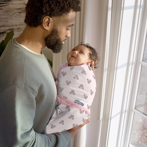 SwaddleMe by Ingenuity Original Swaddle, 100% Cotton, Improves Sleep & Calms Startle Reflex, 0-3 Months, 1.0 TOG, 2-Pack, Baby Swaddle Blanket - Minnie Mouse - Image 2