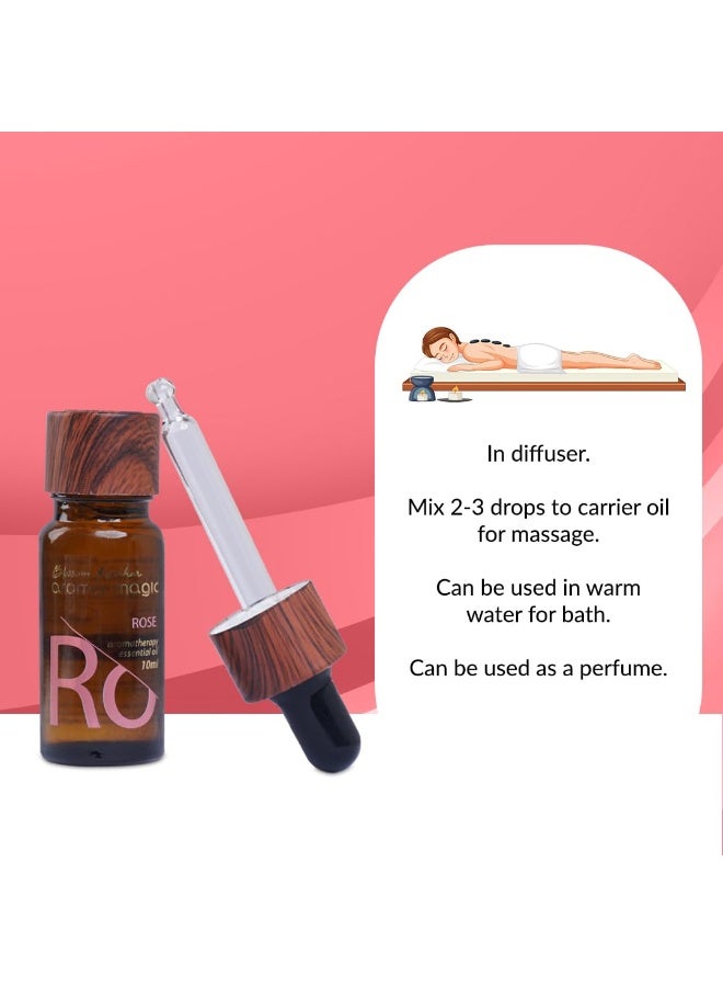 Aroma Magic Rose Essential Oil ?Pure Rosa Damascena for Skin Astringent, Hormonal Balance, PMS Relief & Uplifting Mood ? 10ml Pack of 2 - Image 2