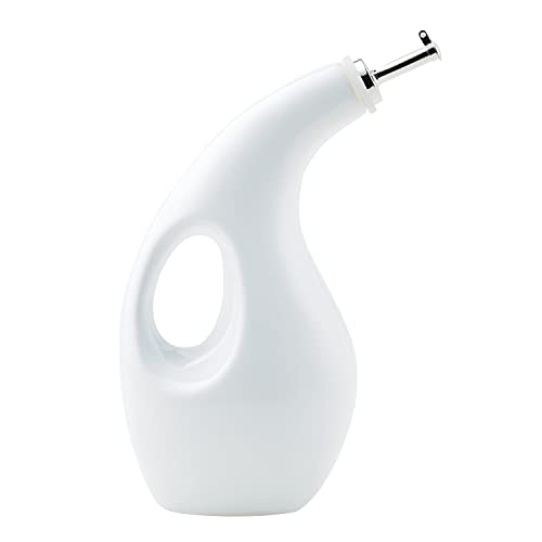 Rachael Ray Ceramic EVOO Oil and Vinegar Dispensing Bottle with Spout, 24 Ounce, White - Image 1