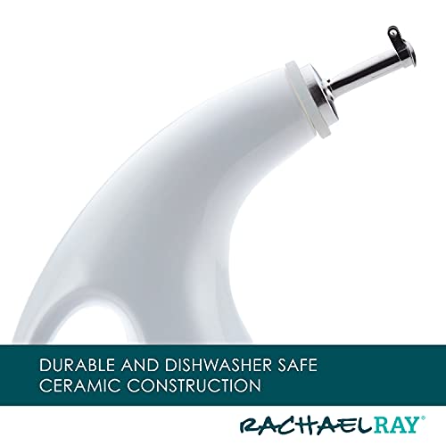 Rachael Ray Ceramic EVOO Oil and Vinegar Dispensing Bottle with Spout, 24 Ounce, White - Image 5