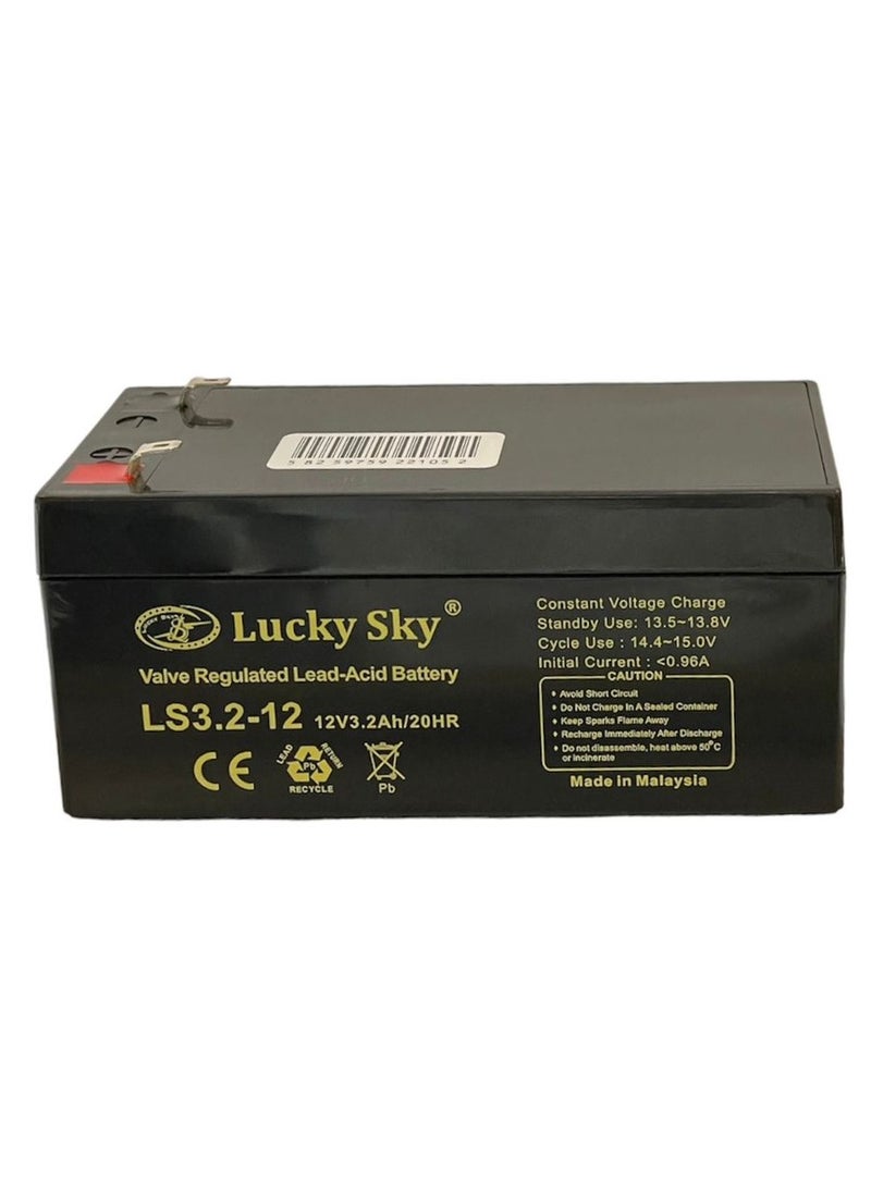 Lucky Sky - Battery 12V 3.2Ah high-performance rechargeable sealed lead acid battery is a reliable and long-lasting power source for a wide range of applications. - Image 1