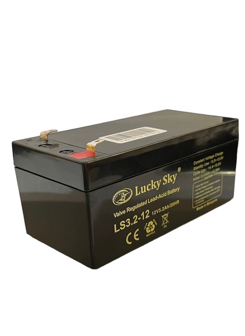 Lucky Sky - Battery 12V 3.2Ah high-performance rechargeable sealed lead acid battery is a reliable and long-lasting power source for a wide range of applications. - Image 1