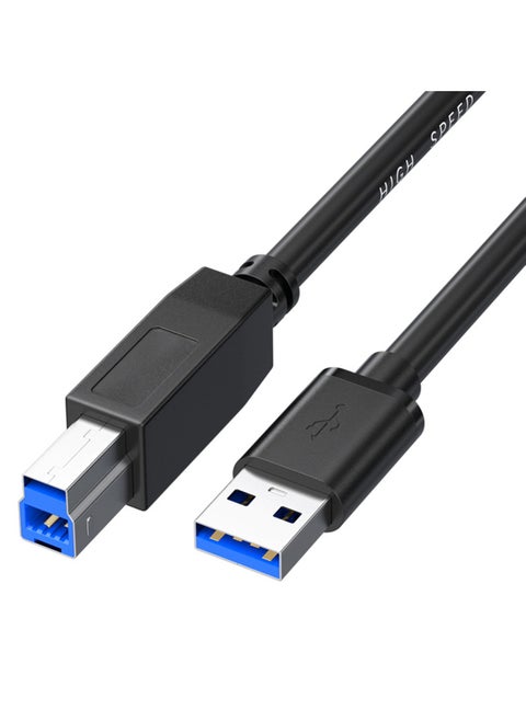 كابل طابعة USB USB 3.0 سلك ماسح ضوئي عالي السرعة متوافق مع Brother و HP و Canon و Lexmark و Dell و Xerox وغيرها أسود 1.5 متر