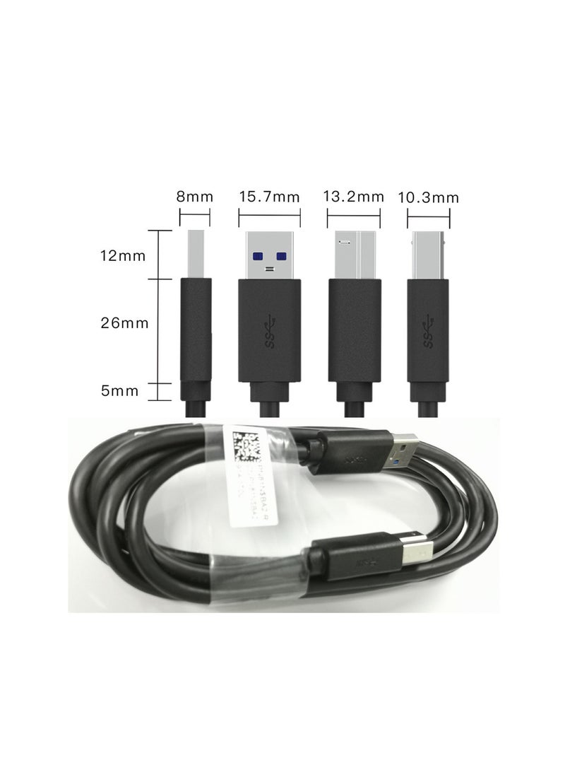 Youque - USB Printer Cable USB 3.0 Scanner Cord High Speed Compatible for Brother, HP, Canon, Lexmark, Dell, Xerox etc Black 1.5Mete - Image 1