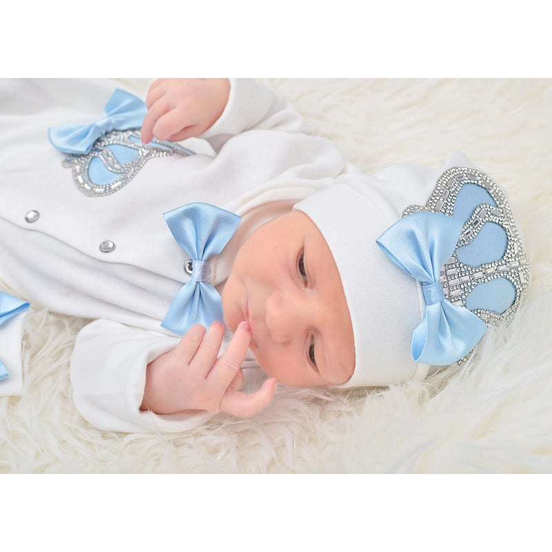 Lilax Baby Boy Newborn Crown Jewels Layette 3 Piece Gift Set 0-3 Months Blue - Image 2