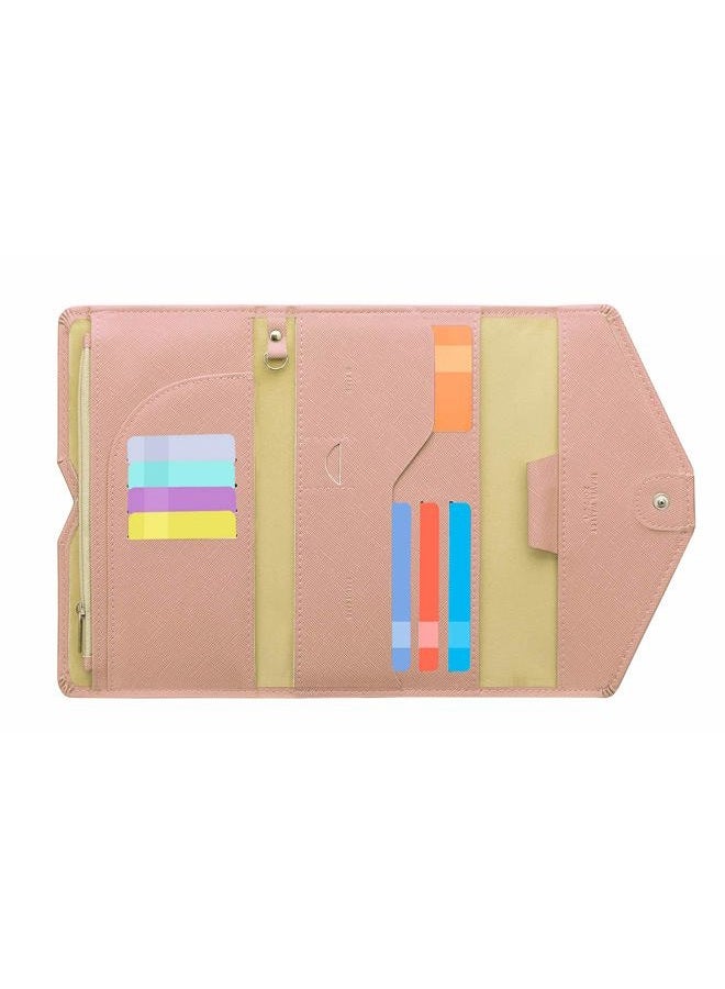 ZOPPEN Mulit-purpose Rfid Blocking Passport Holder Travel Wallet (Ver.4) Passport and Vaccine Card Holder ComboTri-fold Document Organizer Travel Essentials, #26 Pink, One Size, Casual - Image 1