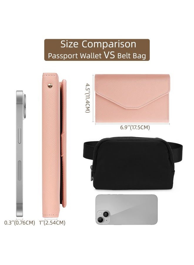 ZOPPEN Mulit-purpose Rfid Blocking Passport Holder Travel Wallet (Ver.4) Passport and Vaccine Card Holder ComboTri-fold Document Organizer Travel Essentials, #26 Pink, One Size, Casual - Image 4