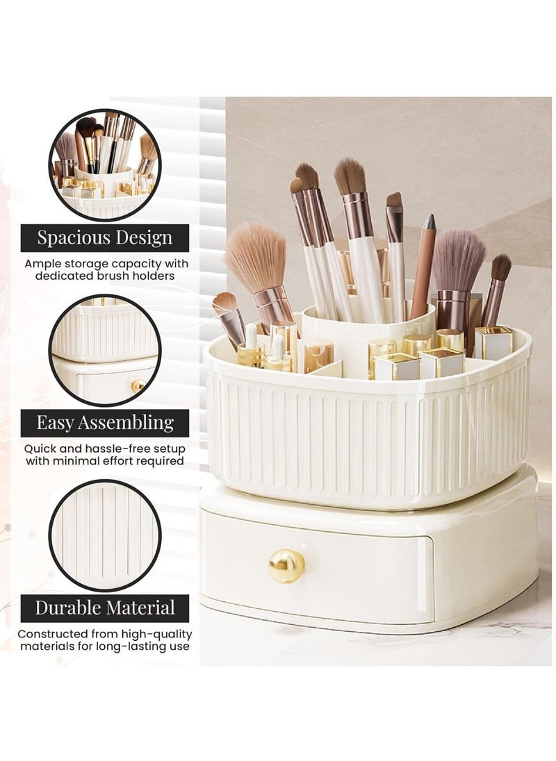 Generic - Rotating Makeup Organizer, Adjustable Layers Spinning Skincare Organizer, Cosmetic Display Case with Brush Holder, Multi-Function Storage Carousel for Vanity Bathroom Countertop - Image 1