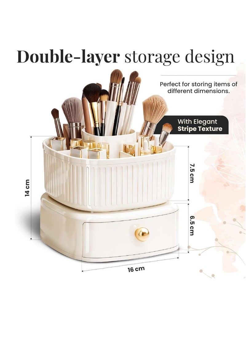 Generic - Rotating Makeup Organizer, Adjustable Layers Spinning Skincare Organizer, Cosmetic Display Case with Brush Holder, Multi-Function Storage Carousel for Vanity Bathroom Countertop - Image 1